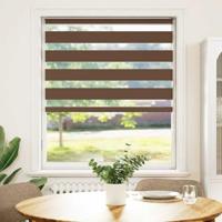 VidaXL Zebra rolgordijn 110x150 cm stofbreedte 105,9cm polyester bruin - thumbnail
