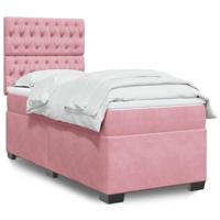 Boxspring met matras fluweel roze 90x190 cm - thumbnail