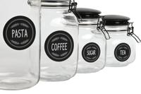 Set van 4 Potjes Home ESPRIT Zwart Metaal Kristal 2 L 11,4 x 11,4 x 26,7 cm - thumbnail