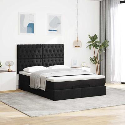 Ottoman bed met matras 140x200cm stof zwart