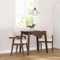 Eetkamerstoelen met kussens 2 stuks bruin massief hout rubber - thumbnail