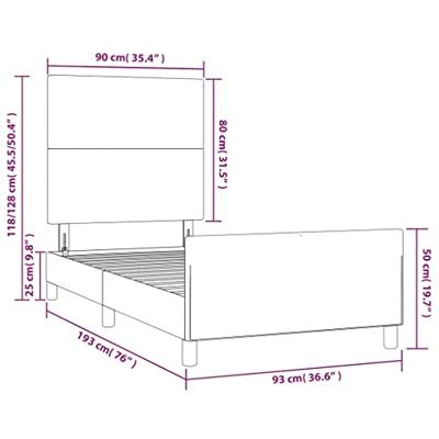 Bedframe met hoofdeinde fluweel zwart 90x190 cm