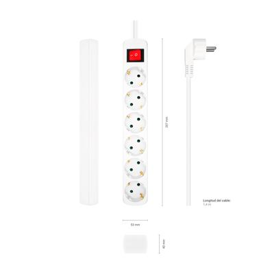 Stopcontactenstrip 6 Tomas met Interruptor Aisens A154-0535 Wit 1,4 m