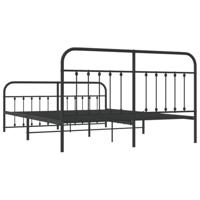 Bedframe met hoofd- en voeteneinde metaal zwart 183x213 cm - thumbnail