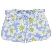 Quapi Zomer broek meisjes - blauw - AOP bloemen - Fyna - thumbnail