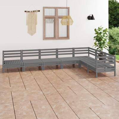 7-delige Loungeset massief grenenhout grijs