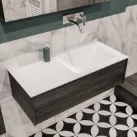 Lush onderkast 100cm in kleur ANTRACITE met 1 lade Push tot open geschikt voor rechtse wastafel. Compleet met solid surface wastafel cloud M35134met 0 kraangat(en) - thumbnail