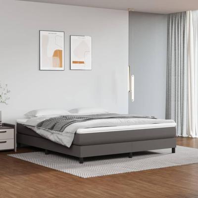 Boxspring met matras kunstleer grijs 160x200 cm