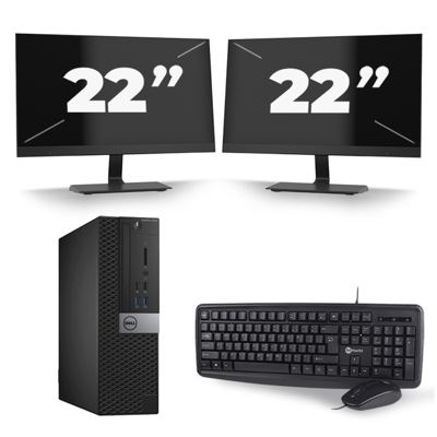 Dell Optiplex 3040 SFF - Intel Core i7-6e Generatie - 16GB RAM - 256GB SSD - Windows 11 + 2x 22 inch Monitor