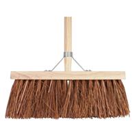 Harde bezem 41 cm met beugel en houten steel 140 cm - thumbnail