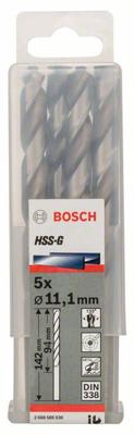 Bosch Accessories 2608585530 2608585530 HSS Metaal-spiraalboor 11.1 mm Gezamenlijke lengte 142 mm Geslepen DIN 338 Cilinderschacht 5 stuk(s)
