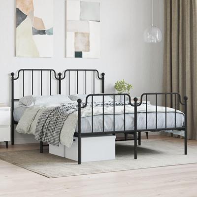 Bedframe met hoofd- en voeteneindemetaal zwart 140x200 cm Bedframe met hoofd- en voeteneindemetaal zwart 140x200 cm