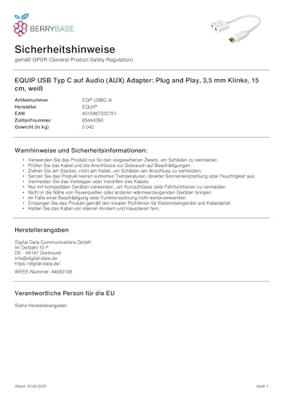 Equip 133460 audio kabel 2 x 3.5mm USB Wit Equip 133460 audio kabel 2 x 3.5mm USB Wit