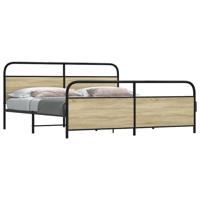 Bedframe zonder matras metaal sonoma eikenkleur 200x200 cm - thumbnail