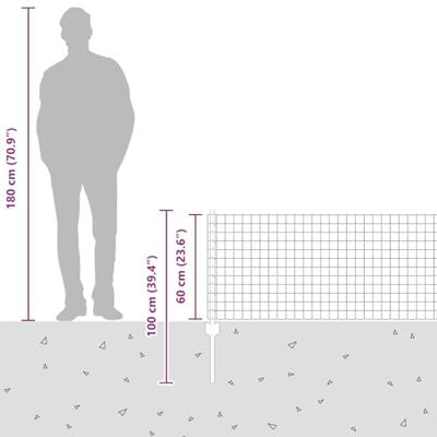VidaXL Hek met paal zilver 0,6 x 10 m staal