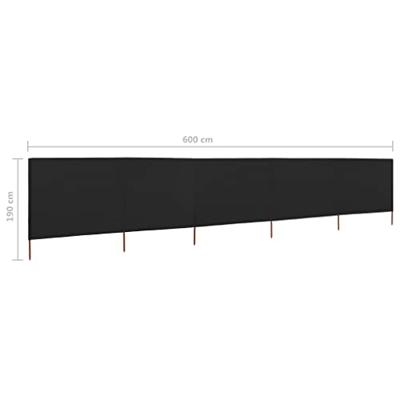 VidaXL Windscherm 5-panelen 600x160 cm stof zwart