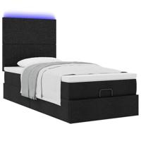 Ottoman bed met matras en LED's 100x200cm stof zwart - thumbnail