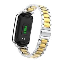 Metalen schakelband met case - Zilver met goud - Xiaomi Smart band 7 Pro - thumbnail