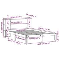 Bed met boekenkast zonder matras grenenhout wit 160x200 cm - thumbnail