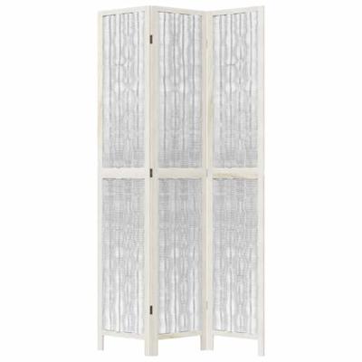 Kamerscherm met 3 panelen massief paulowniahout wit