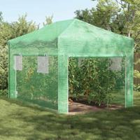 VidaXL Kas met pop-up frame met dak groen 290 x 430 x 315 cm ijzer - thumbnail