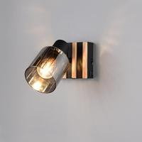 Trio WandlampTravia zwart met hout - R86531732 - thumbnail