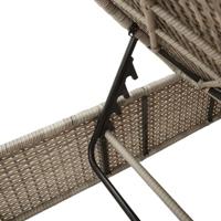 Ligbed met tafel en kussen poly rattan lichtgrijs - thumbnail