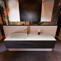 Badkamermeubelset Mondiaz Erin 150 cm met 1 Lade met RIDGE Wastafel Links Linen met 1 kraangat Greeploos Mat Antracite - thumbnail