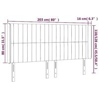 Hoofdbord met randen 203x16x118/128 cm stof lichtgrijs - thumbnail