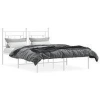 Bedframe met hoofdbord metaal wit 135x190 cm - thumbnail