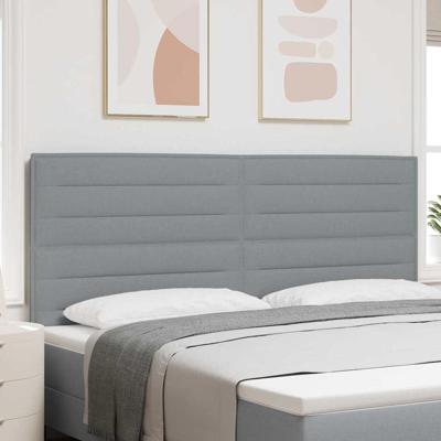 LED Hoofdbord met LED-striplichten Lichtgrijs 200 cm Polyester