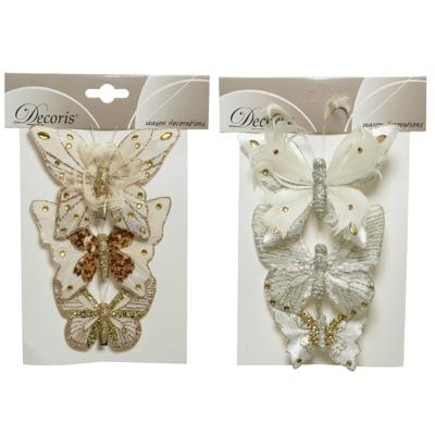 Vlinder veer l,5b8h12c ivoor a2 3st Decoris - Decoris