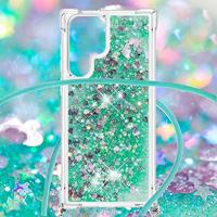 Lunso - Backcover hoes met koord - Samsung Galaxy S22 Ultra - Glitter Groen - thumbnail