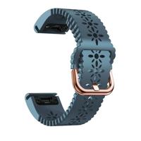 By Qubix - Flower siliconen bandje - Grijsblauw - Compatible met Garmin Fenix 7s/6s/5s / Instinct 2s / Epix Pro Gen 2 (42mm) - Compatible Garmin bandje - Bandbreedte: 20mm - thumbnail