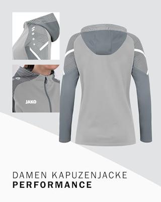 JAKO 6822D Jas Met Kap Performance Dames - Zachtgrijs/Steengrijs - 44
