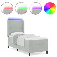 LED Boxspring Bed met Matras Lichtgrijs 80 x 200 cm Fluweel - thumbnail