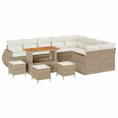 Tuinbankenset 13 pcs Beige poly rattan