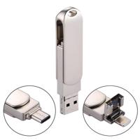 RQW-10 X 3 in 1 USB 2.0 & 8 Pin & USB-C / Type-C 64GB Flash Drive voor iPhone & iPad & iPod & meeste Android Smartphones & PC Computer - thumbnail
