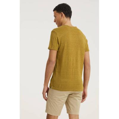 Short sleeve r-neck slim fit linen dull gold