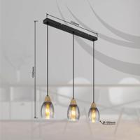 Globo 3-lichts hanglampReid smoke glas - 15706-3H - thumbnail
