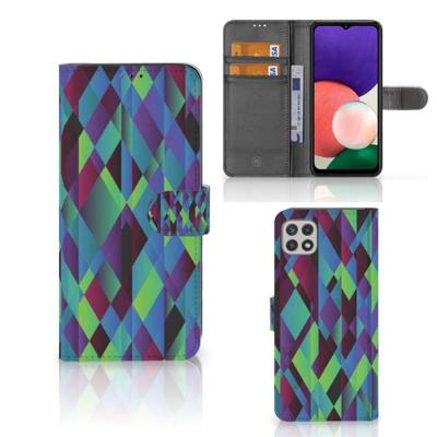 Samsung Galaxy A22 5G | Book Case | Abstract Green Blue Samsung Galaxy A22 5G | Book Case | Abstract Green Blue