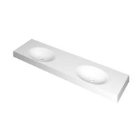 INK Smooth Wastafel Polystone Dubbel met 2 Kraangaten - 1800x450x90 mm - Mat Wit - thumbnail