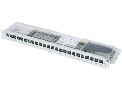 Telegärtner 100007013 24 poorten Netwerkpatchpaneel 483 mm (19) CAT 6A 1 HE Grijs-wit (RAL 7035) Ingericht