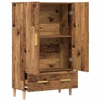 Hoge kast 70x31x115 cm bewerkt hout oud houtkleurig - thumbnail