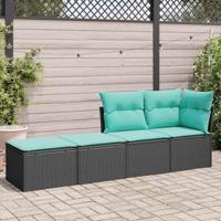 2-delige Loungeset met kussens poly rattan acacia zwart - thumbnail
