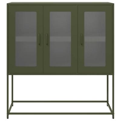 Dressoir 100,5x39x107 cm koudgewalst staal olijfgroen