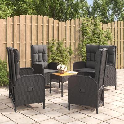 5-delige Tuinset met kussens poly rattan zwart 5-delige Tuinset met kussens poly rattan zwart