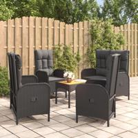 5-delige Tuinset met kussens poly rattan zwart - thumbnail