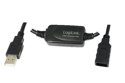 LogiLink UA0145 USB-kabel USB 2.0 USB-A stekker, USB-A bus 15.00 m Zwart