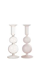 J-Line kaarshouder Ballen - glas - transparant|lichtroze - 2 stuks - thumbnail